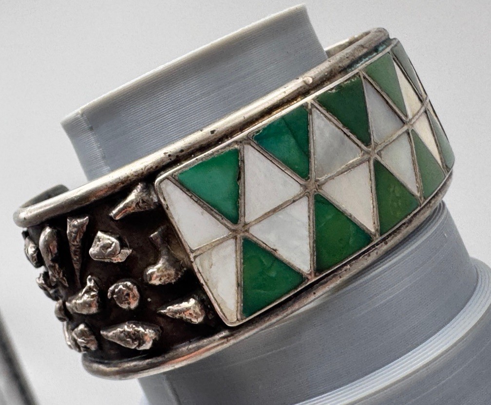 R. Lateyice Native American Zuni Sterling Silver Cuff Bracelet 48g READ