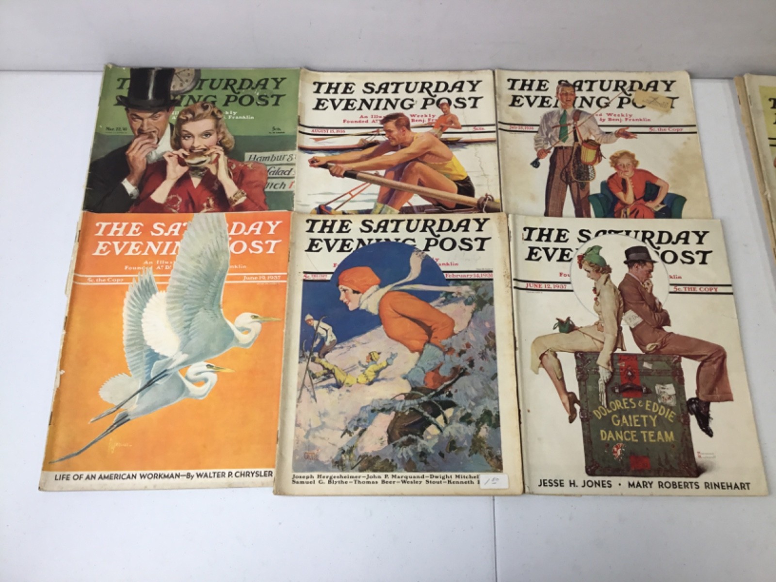 Antique Saturday Evening Post Magazine Lot of 6. PB, Illustrated