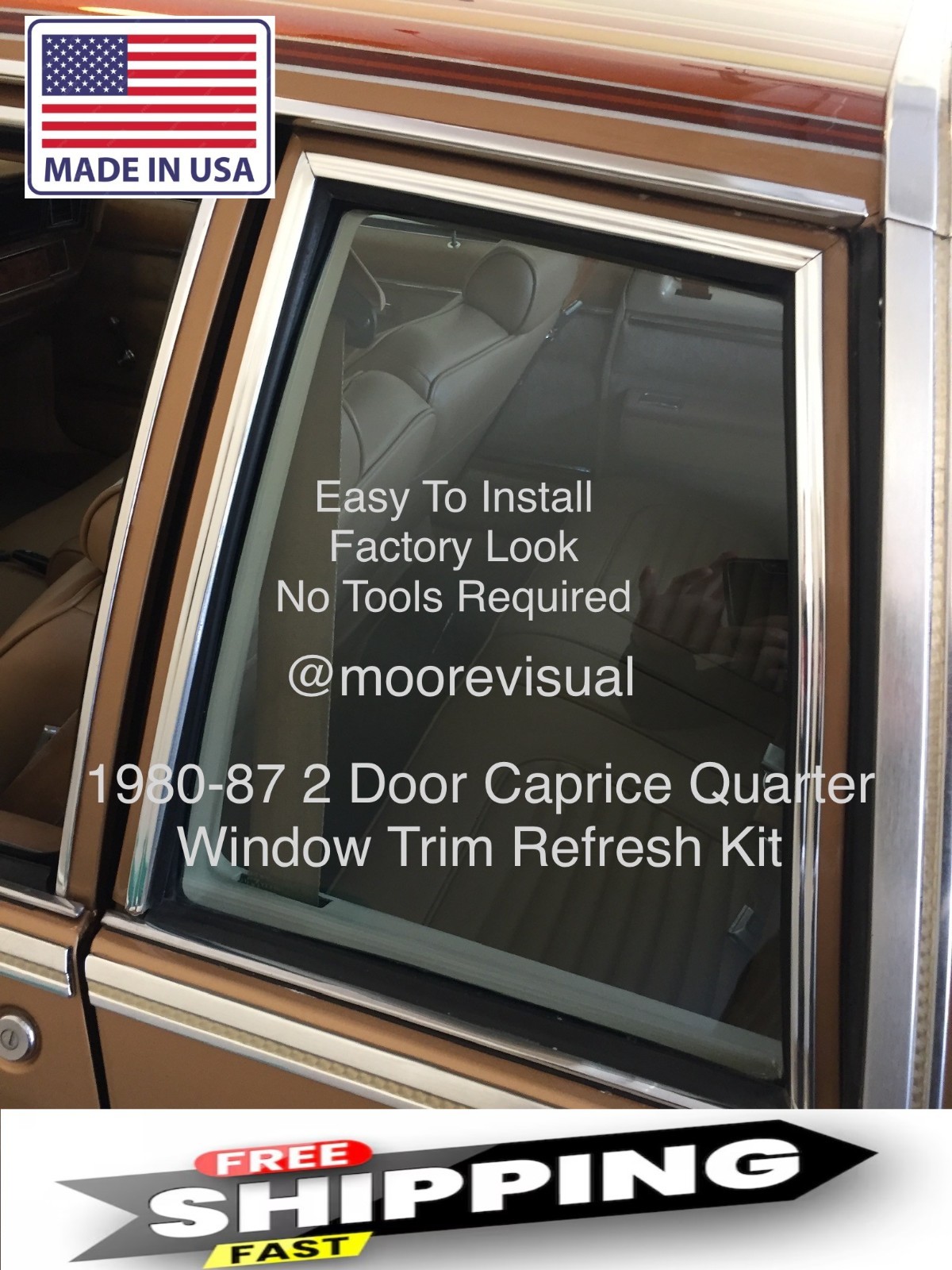 1980-87 Chevrolet Box Chevy Caprice Quarter Window Chrome Trim Refresh Kit 1/4 