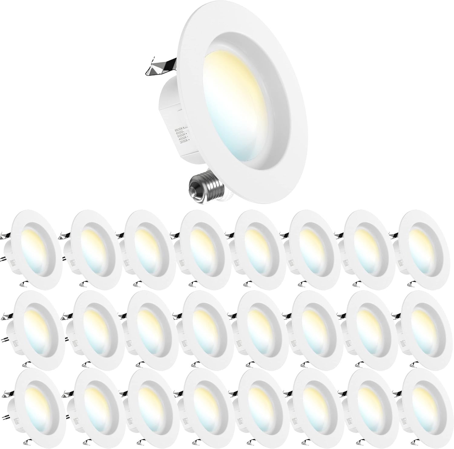 Sunco 24 Pack 4 Inch Retrofit LED Recessed Can Lights, 5CCT, 11W-660 Lumens Sunco 24 Pack 4 Inch Retrofit LED Recessed Can Lights, 5CCT, 11W-660 Lumens