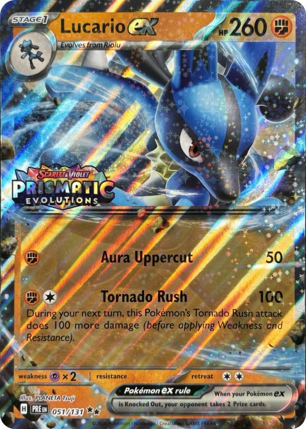 Pokemon Lucario ex (Prismatic Evolutions Stamp) 051/131 Holofoil [RR] MCAP NM