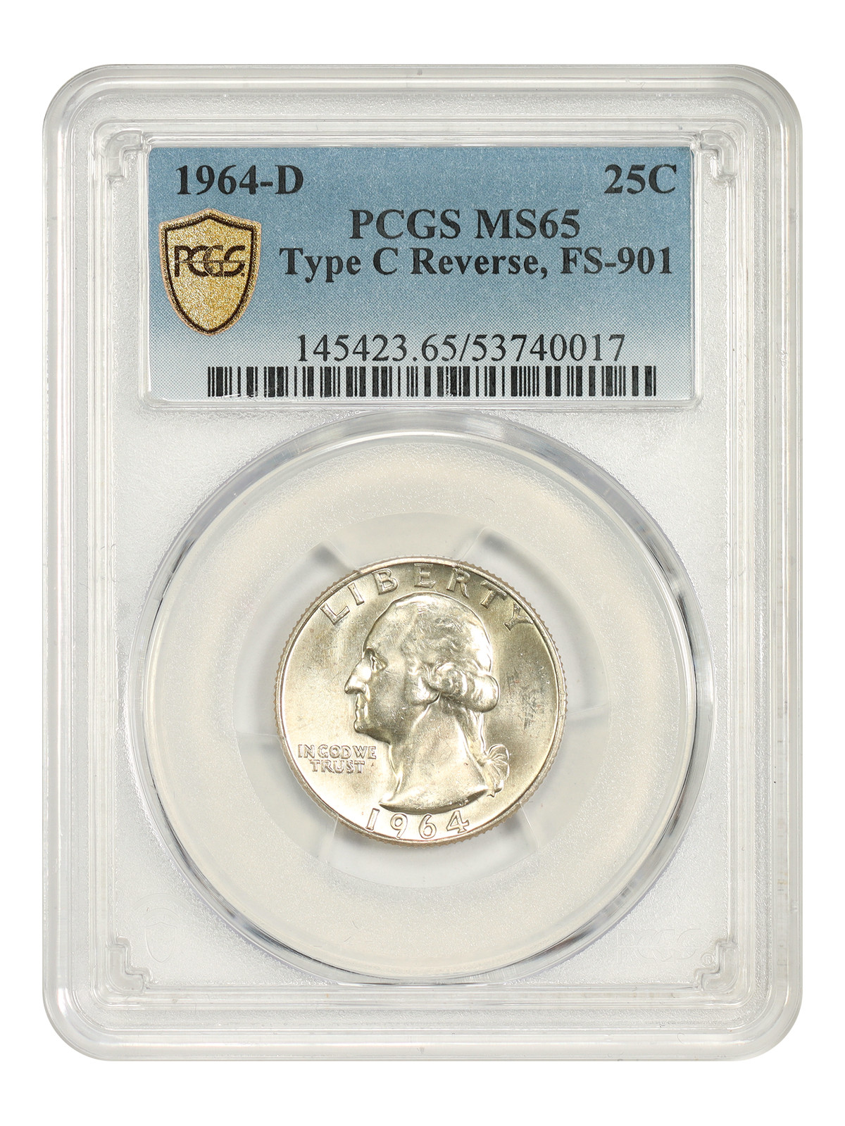 1964-D 25C PCGS MS65 (Type C Rev, FS-901) - Washington Quarter