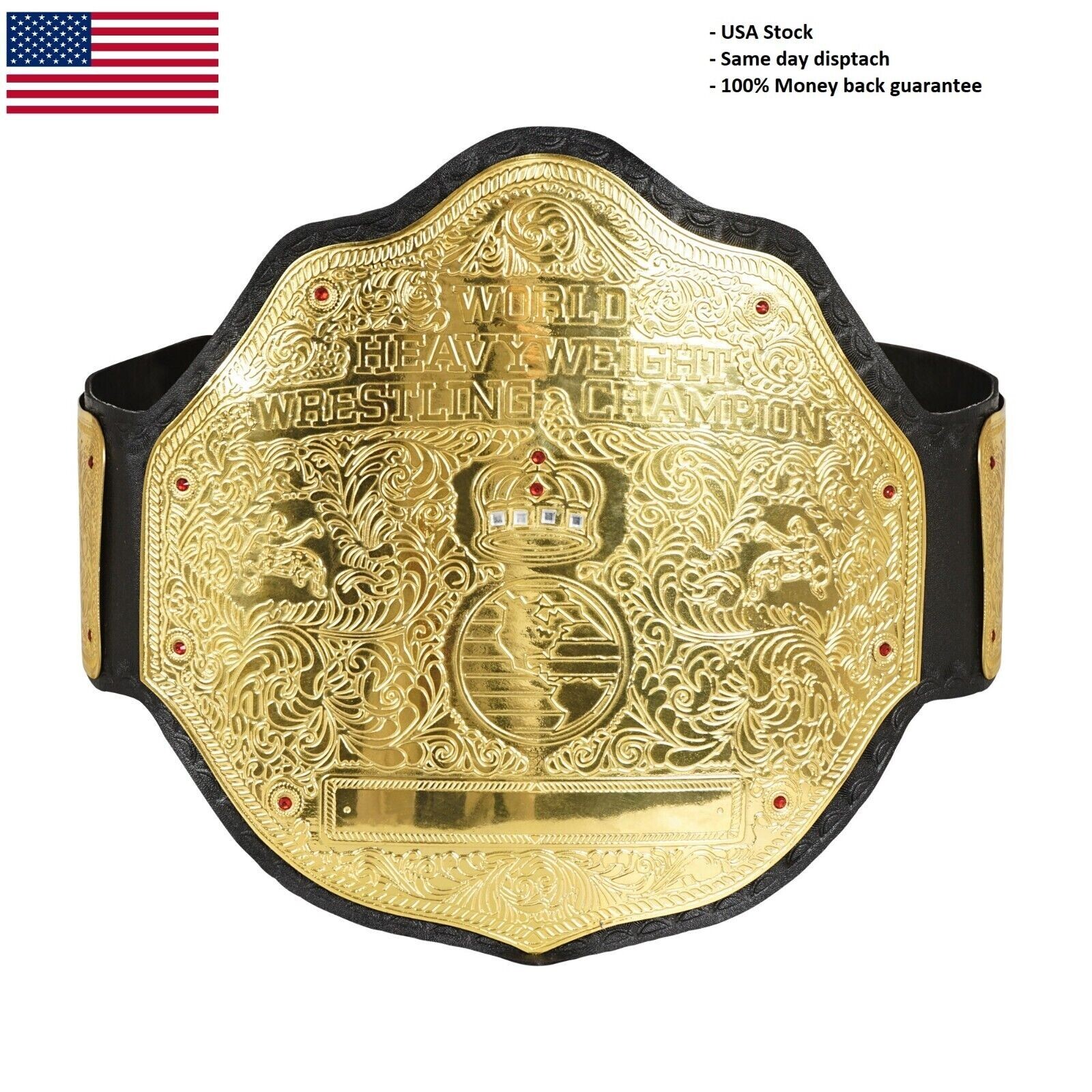 BIG GOLD World Heavy Weight Wrestling Belt Championship Title Belt Replica Adult