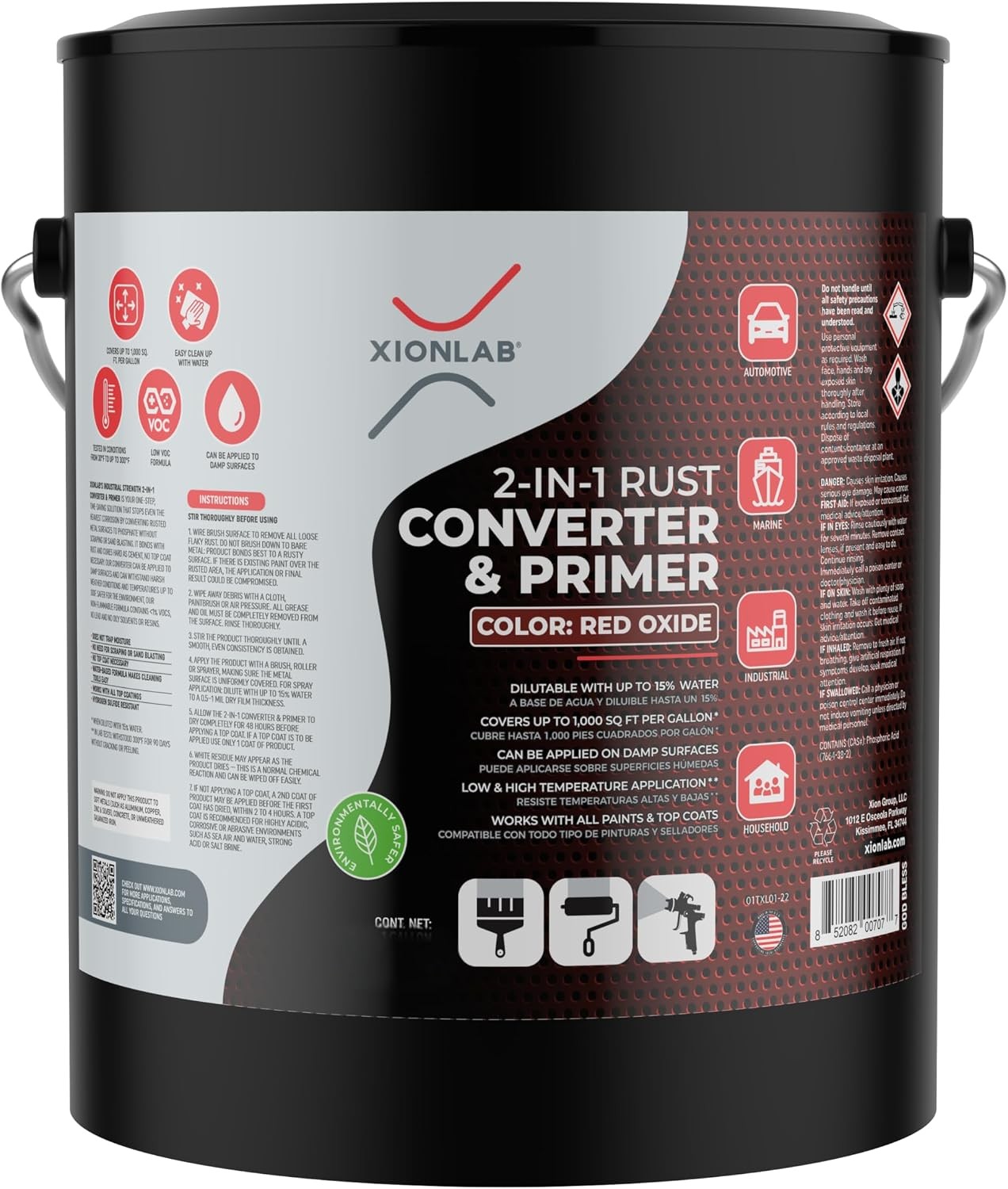 Xion Lab 2 in 1 Rust Converter & Metal Primer - Covers Up to 4X More - Industria