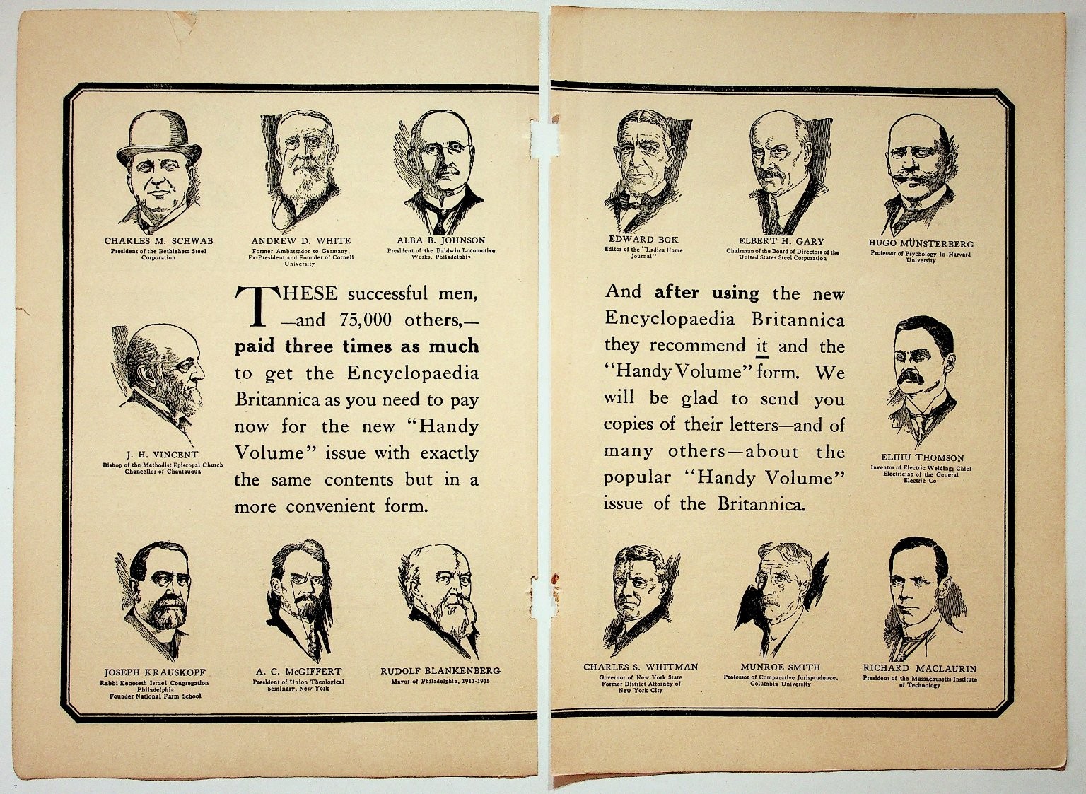 Encyclopaedia Britannica Vintage Print Ad 14 Famous Men Portraits 1915-1920s Encyclopaedia Britannica Vintage Print Ad 14 Famous Men Portraits 1915-1920s