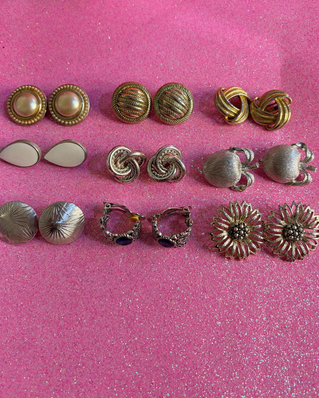 VTG Jewelry Lot Sarah Coventry Mixed Metals Gold Silver Tone Clip On Earrings