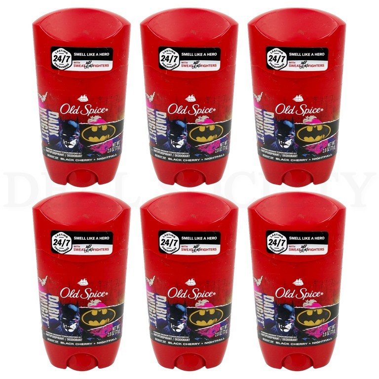 Old Spice Batman Antiperspirant Deodorant Black Cherry Nightfall Lot of 6