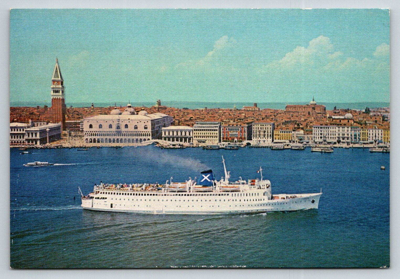 Vintage T.S.S. Fiesta Chandris Cruises Ship Postcard Venice Italy