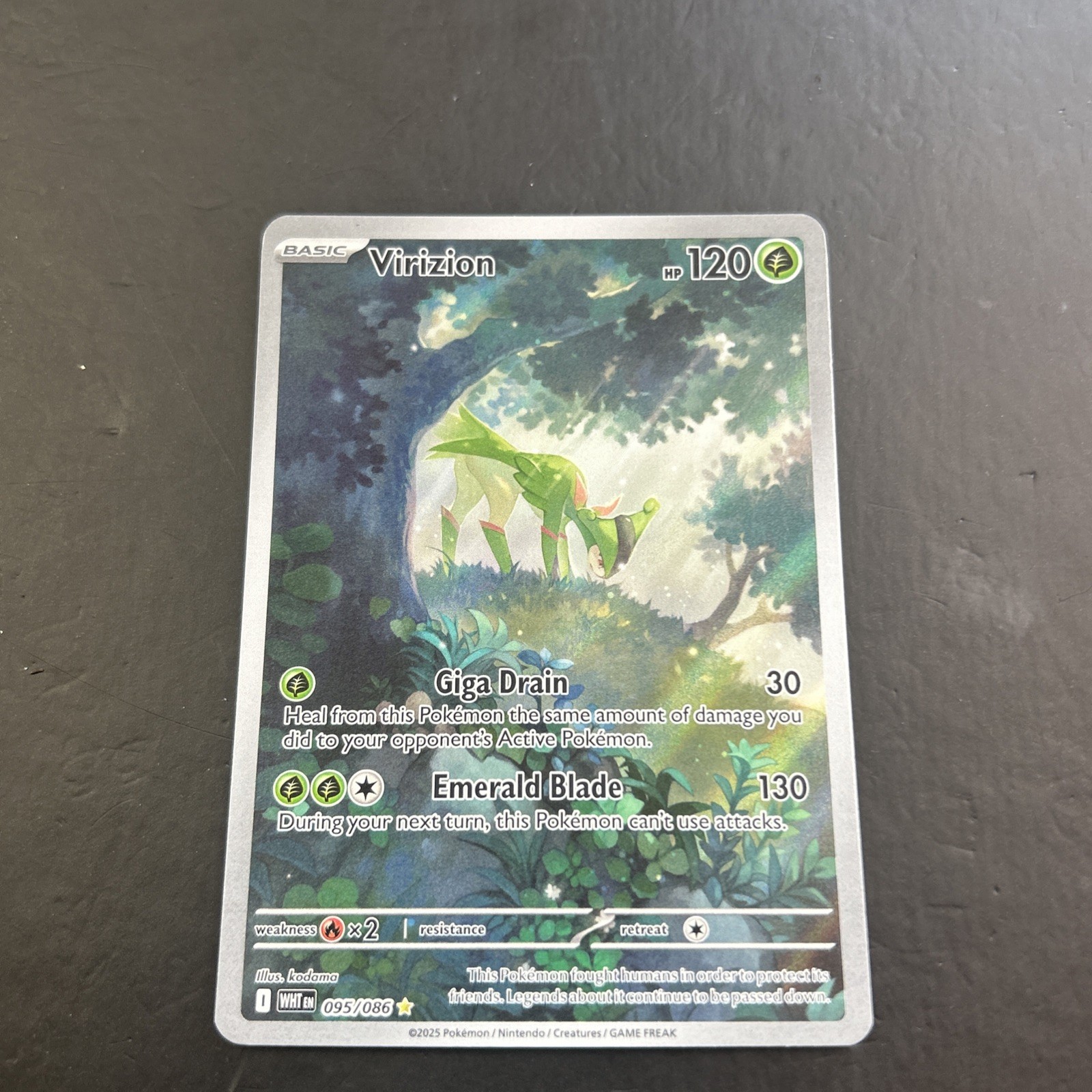Virizion 095/086 white Flare Holo Rare Basic 120 HP EN 2025