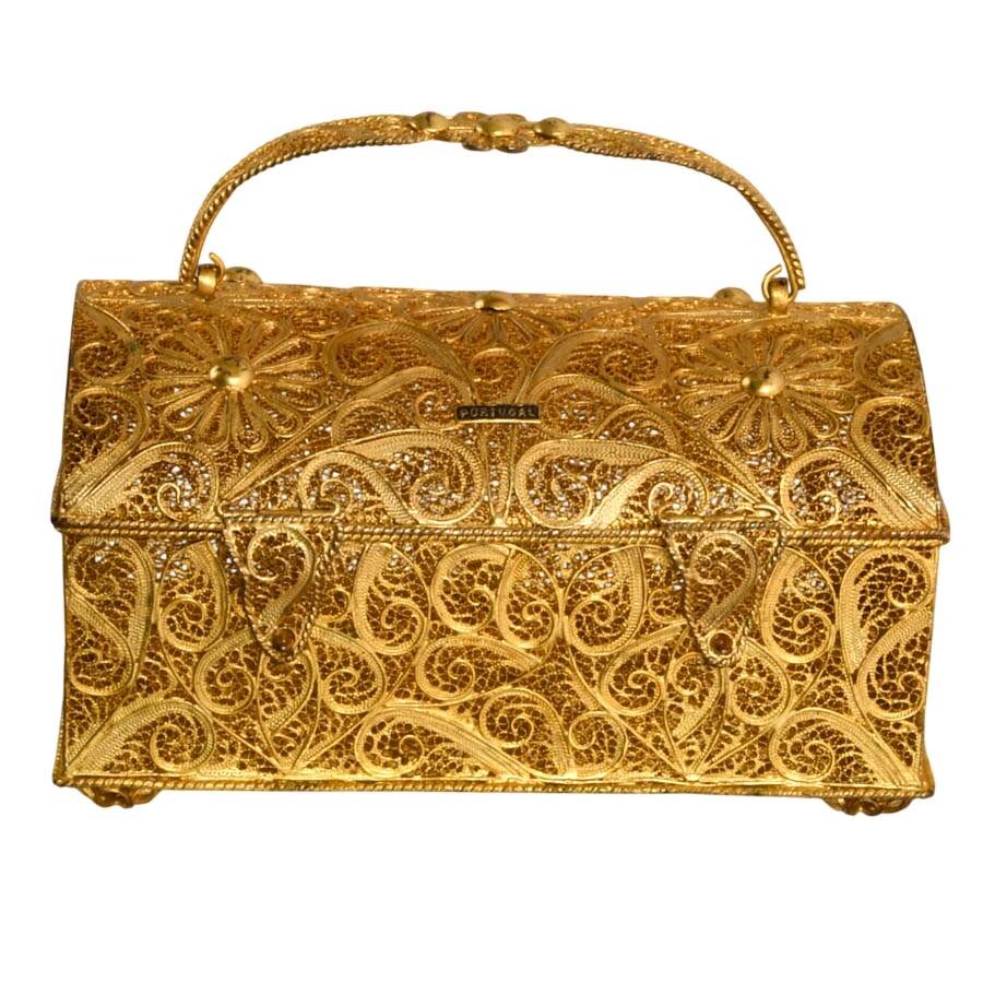 Handmade Portuguese Metal Filigree Jewelry Box Handmade Portuguese Metal Filigree Jewelry Box