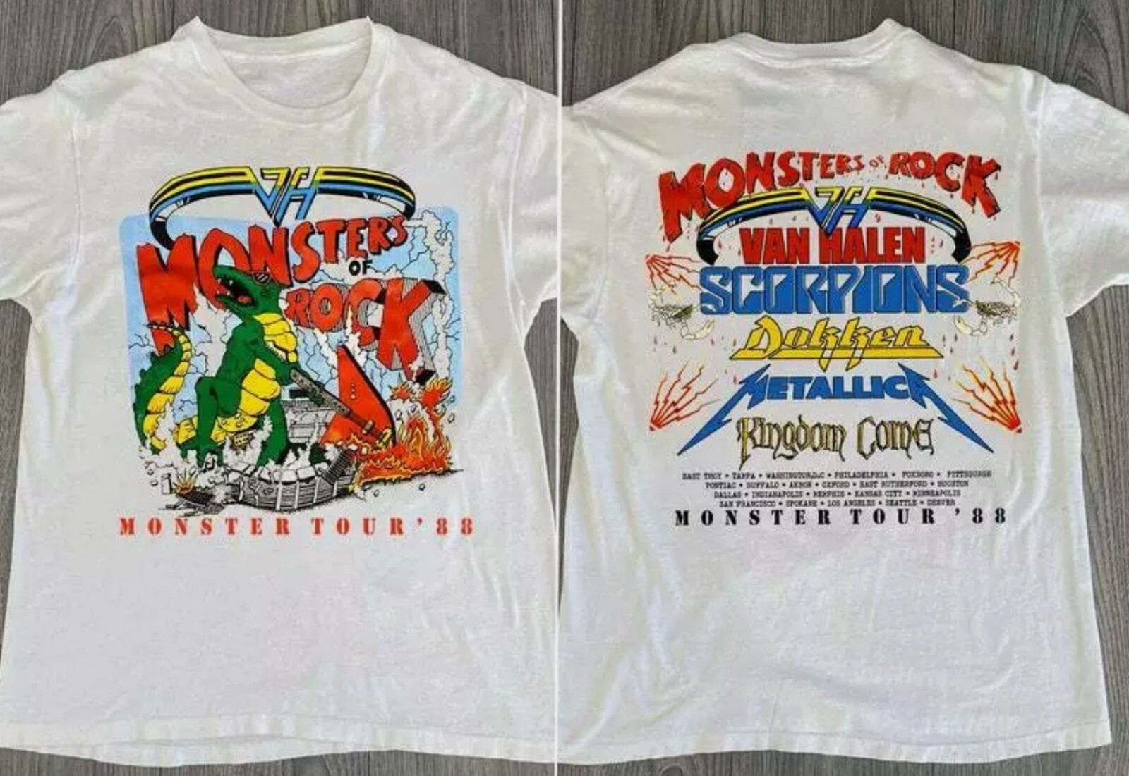 Monsters Of Rock Tour 1988 Vintage Concert Graphic T-Shirt S-5XL