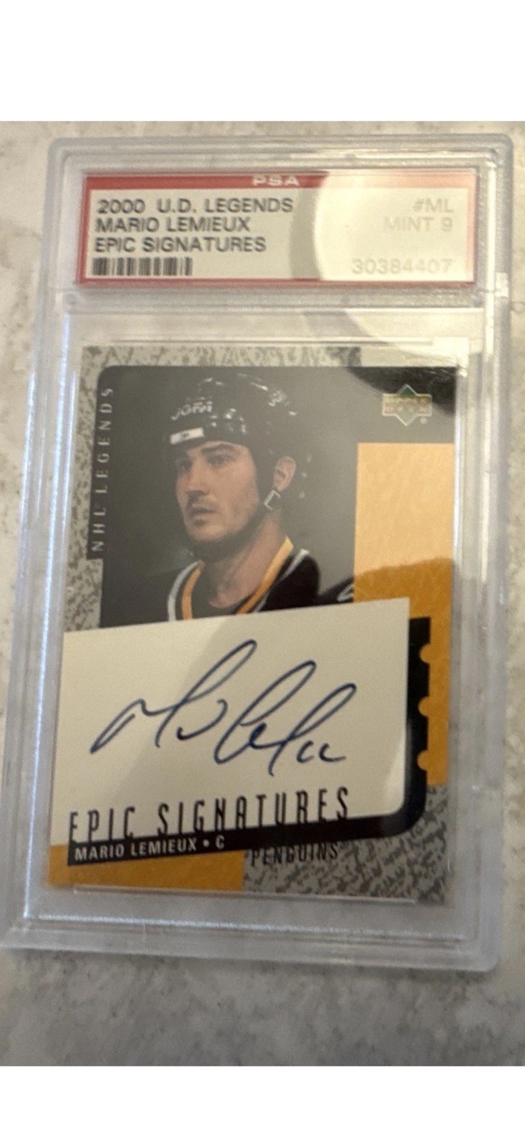 Upper Deck 2000-01 UD Legends Epic Signatures #ML Mario Lemieux Auto PSA 9 Upper Deck 2000-01 UD Legends Epic Signatures #ML Mario Lemieux Auto PSA 9