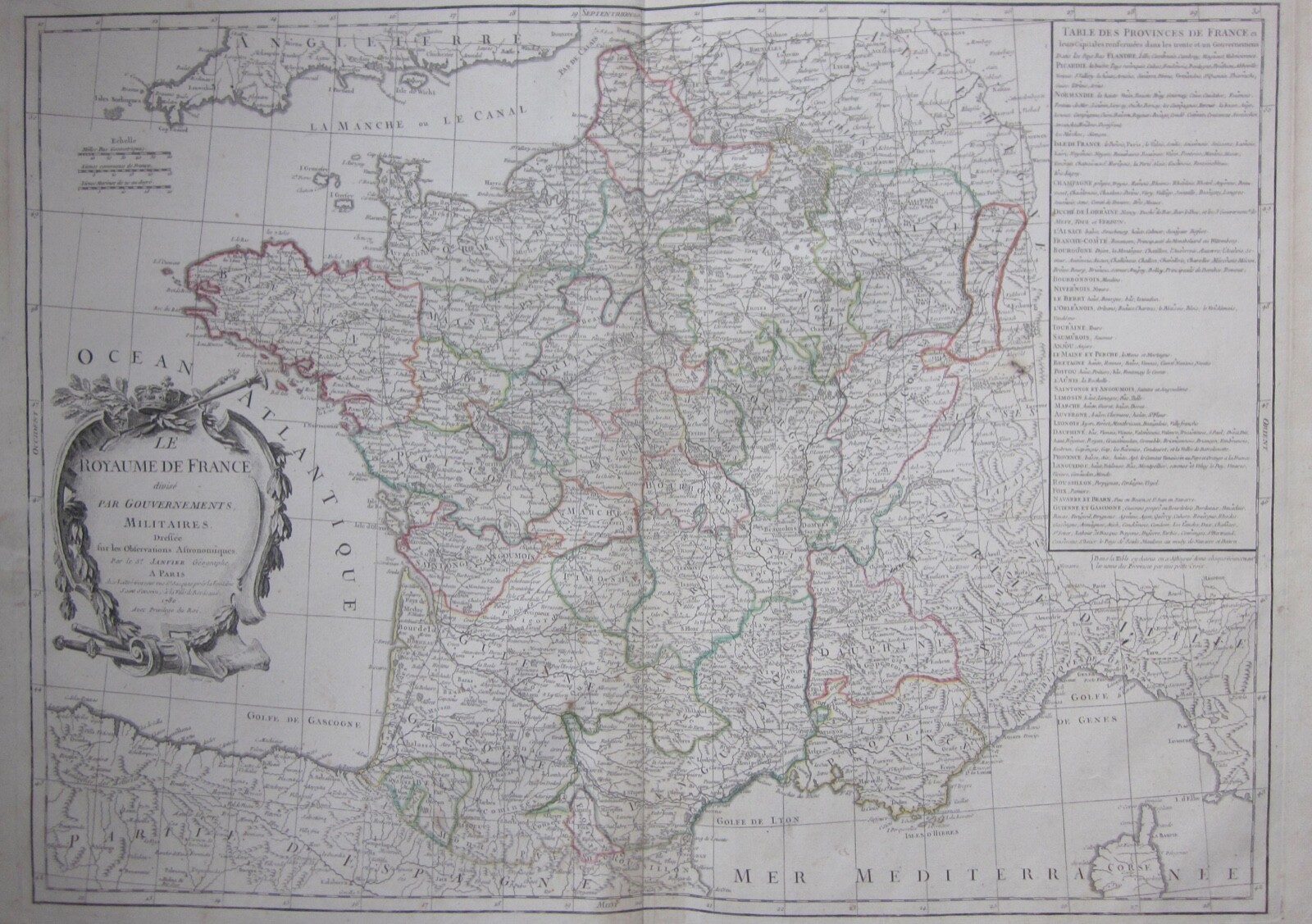1783 Royaume France divides military governments map Janvier Lattré Francia