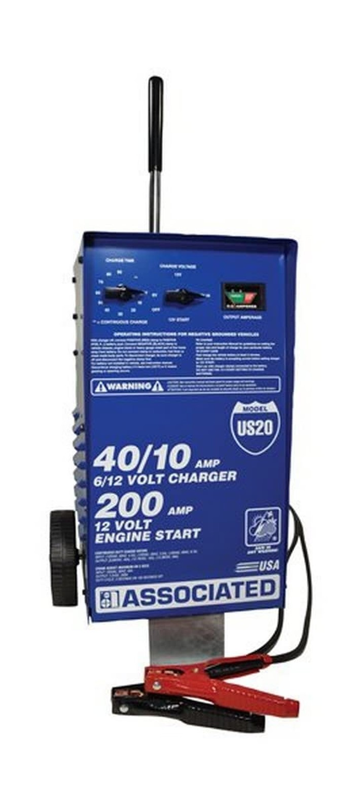 Associated Equipment US20 6/12 Volt Value Battery Charger Blue 24 Inch