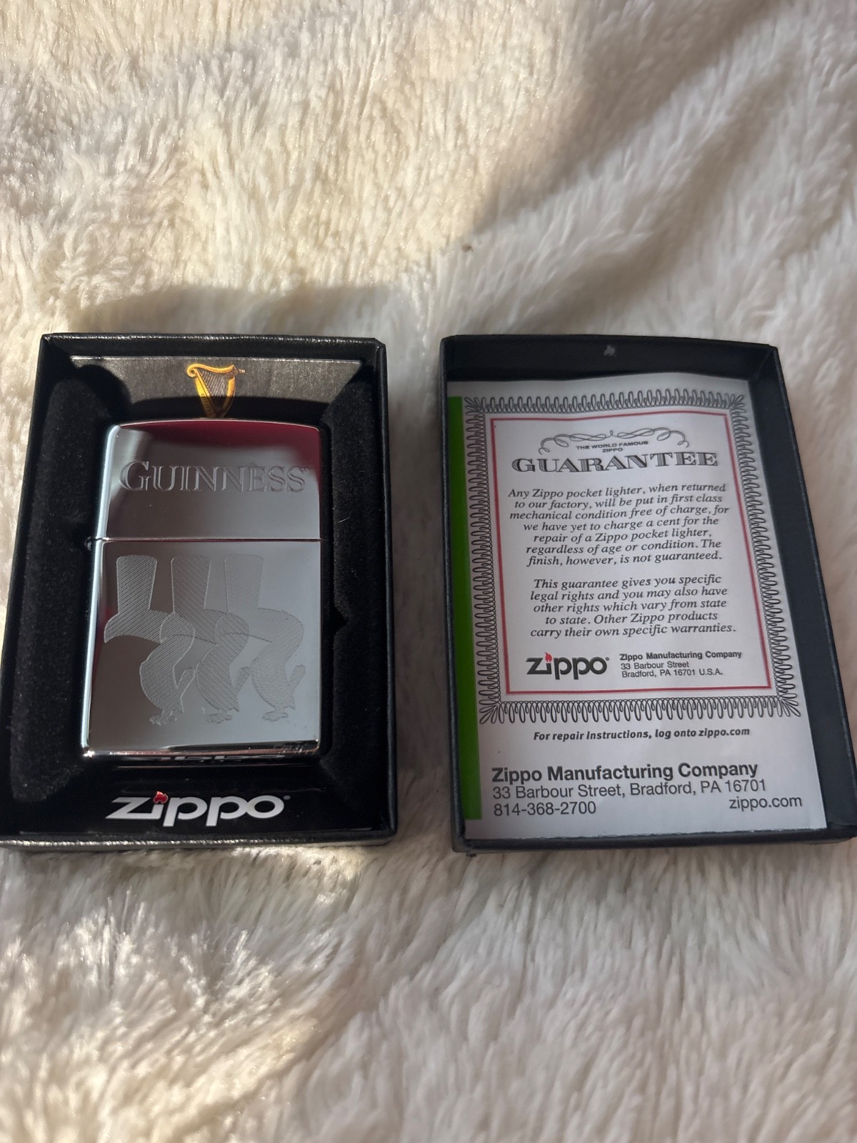 New In Box Guinness Toucan Stainless Zippo New In Box Guinness Toucan Stainless Zippo
