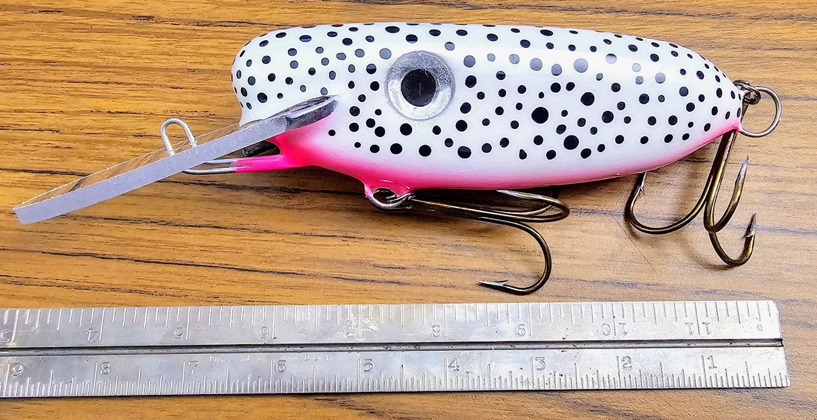 6” Mortimer Baits Kirby Mortlet Snow Leopard Pink Crankbait Trolling Musky Lure