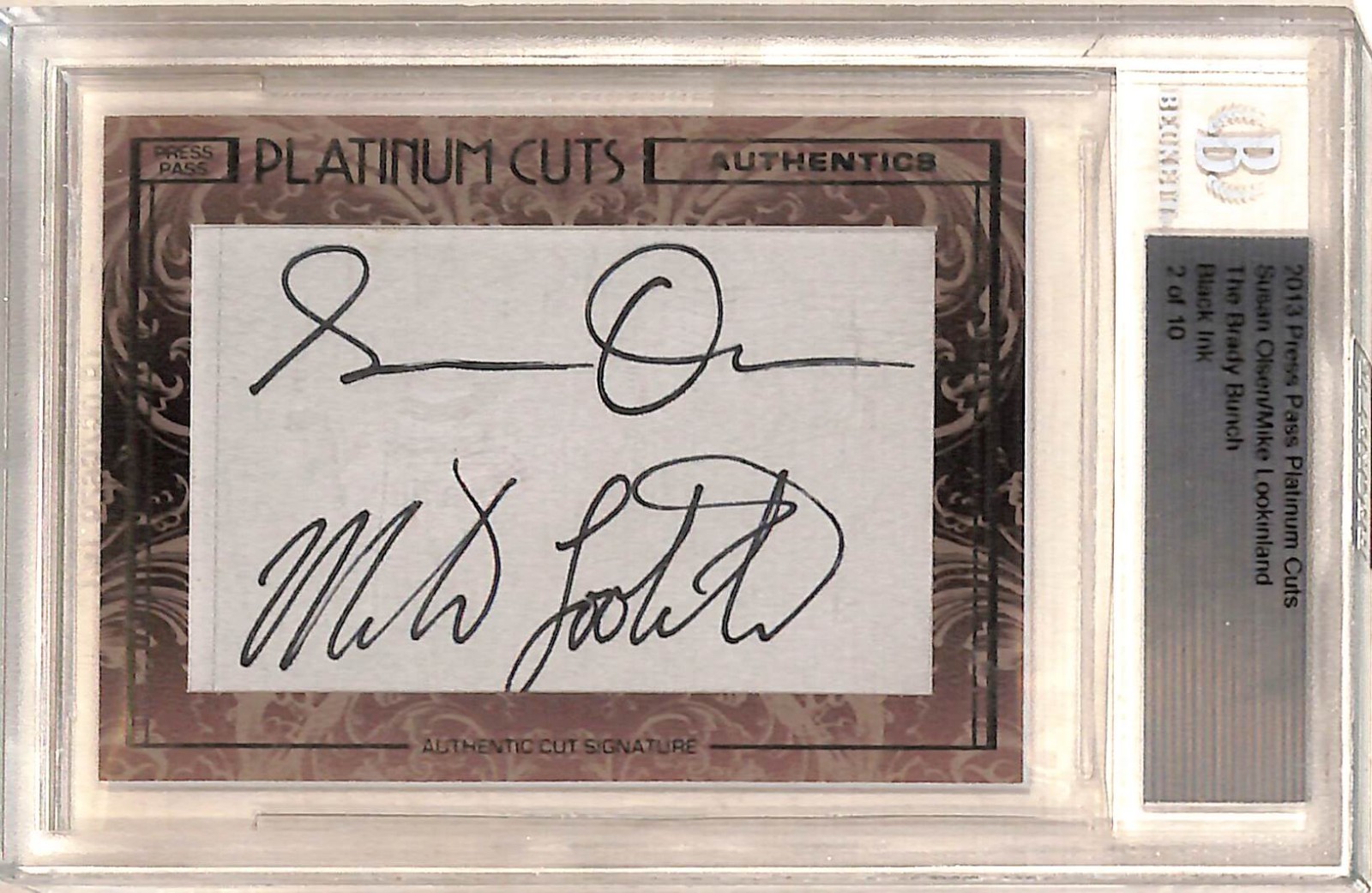 Susan Olsen Mike Lookinland 2013 Press Pass Platinum Cuts Auto /10 Brady Bunch