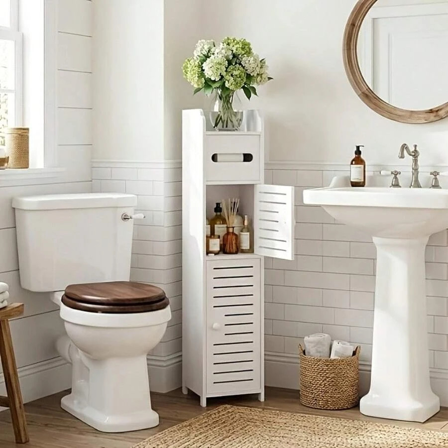 Slim Bathroom Storage Cabinet Organizer Toilet Paper Holder 8mm