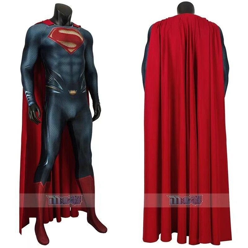 Superman Man of Steel Jumpsuit+Cloak Adult/Kids Clark Kent Cos Costume Bodysuit