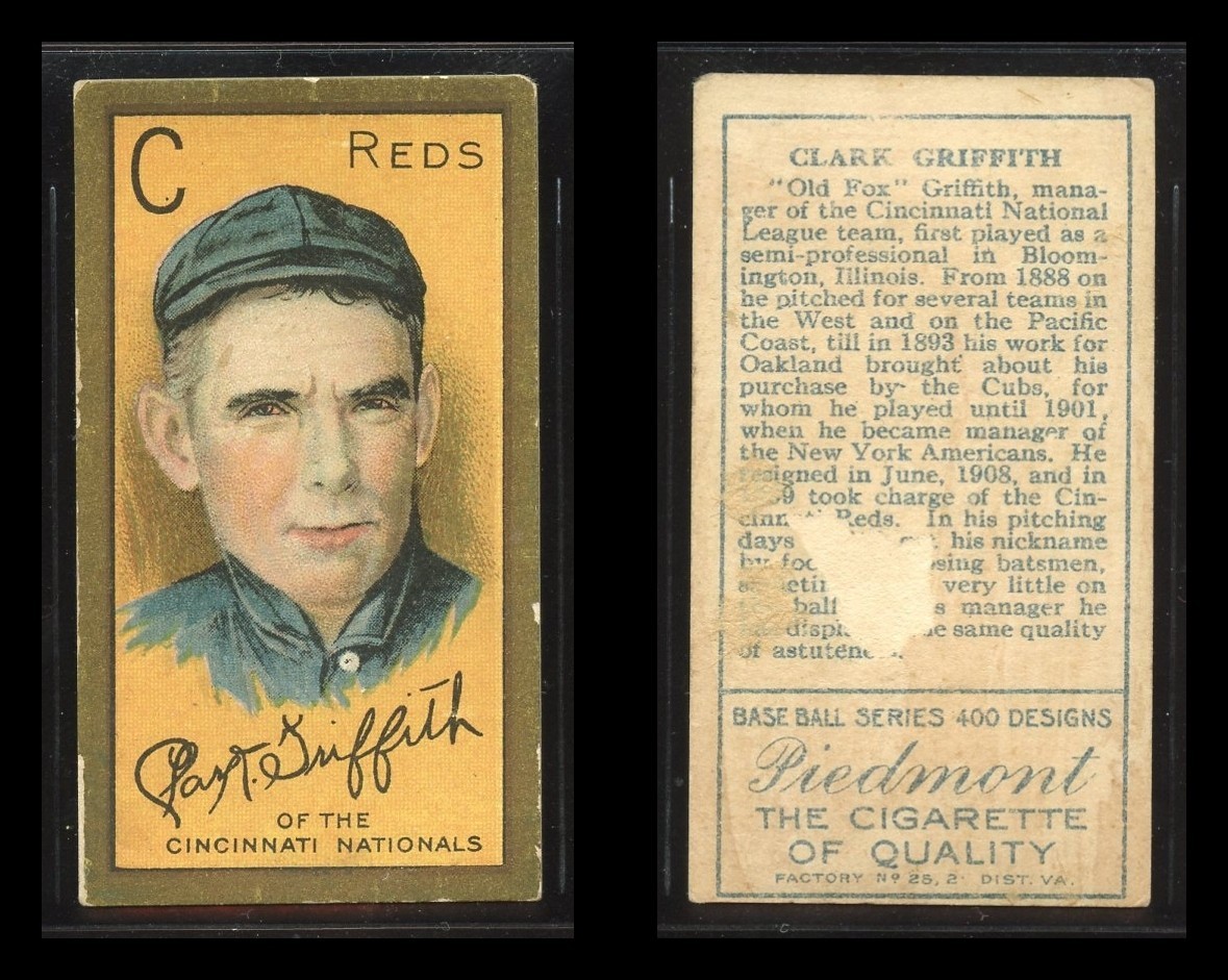 T205 Clark Griffith HOF ~~ FR/GD condition ~~ Piedmont back T205 Clark Griffith HOF ~~ FR/GD condition ~~ Piedmont back