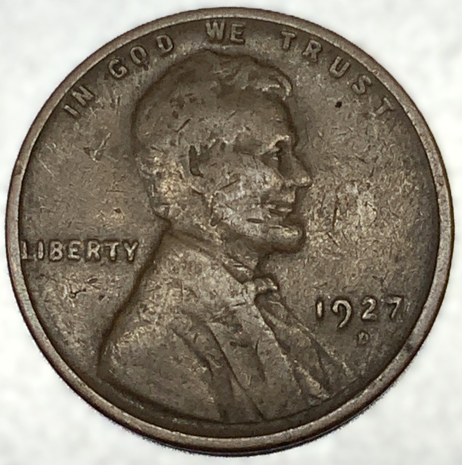 1927-D Lincoln Wheat Cent Penny Fine Condition Denver Mint Early Wheat 1C- 5177
