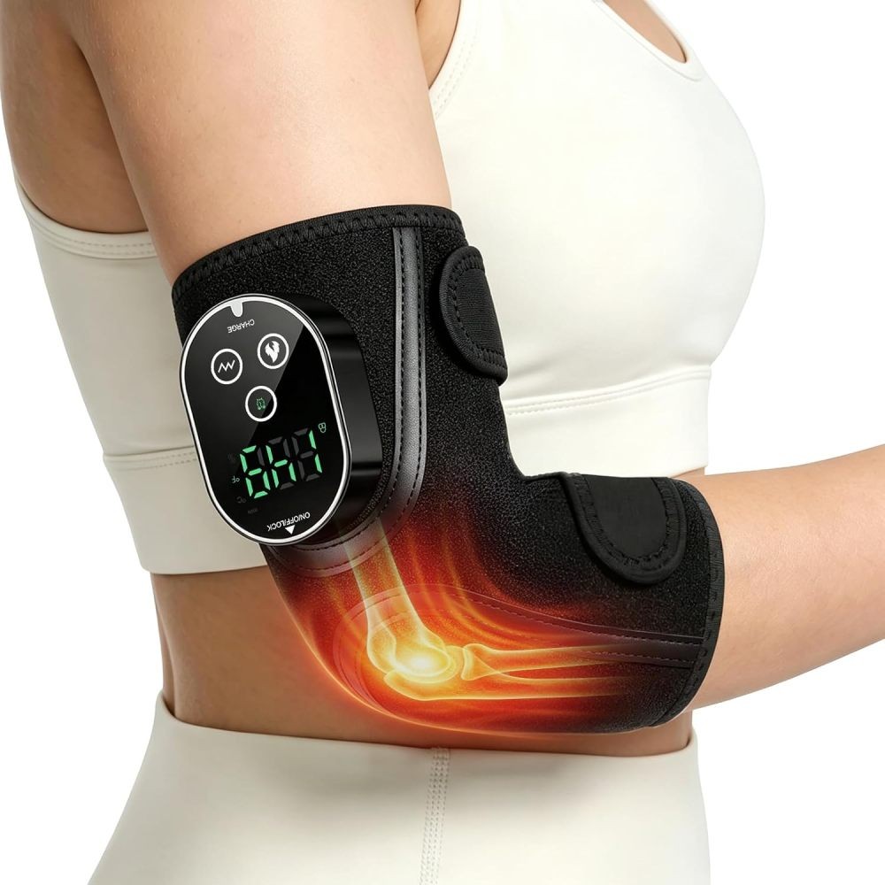 Cordless Heated Elbow Brace Massager with Vibration for Tennis Elbow Pain Relief