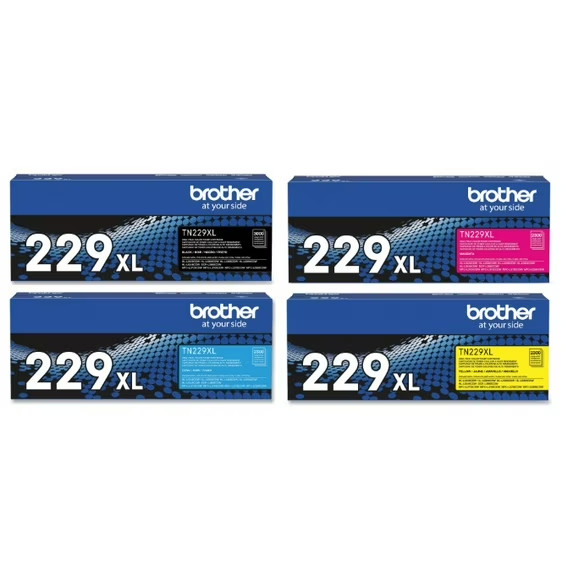 Brother TN229XL Toner Cartridge Set 4-Pack BCMY Genuine OEM Sealed New