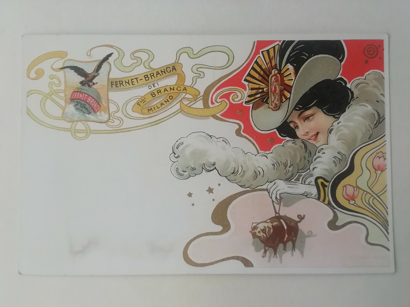 Fernet Branca Milano Liberty Donnina Bitter Liquor Advertising Postcard 