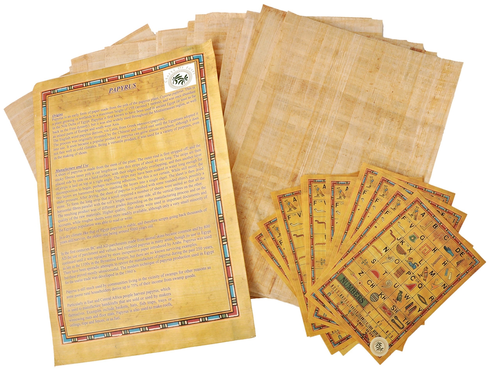 Egyptian Papyrus Blank Paper Set of 10 Sheets for Art Projects Scrapbooking A...