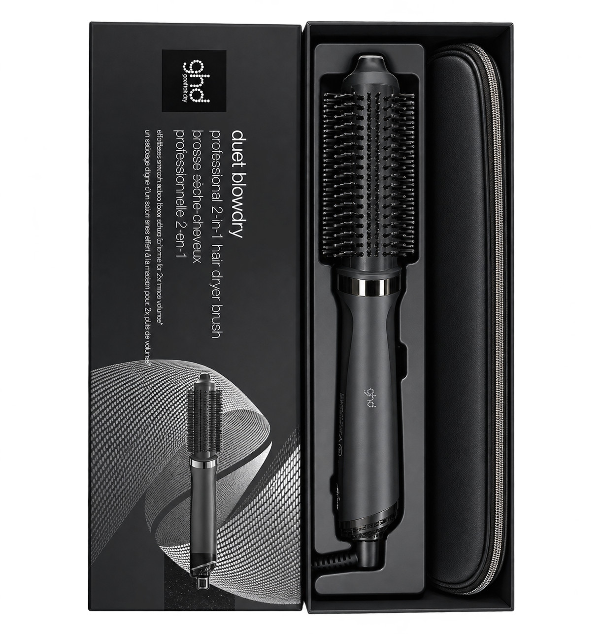 GHD Duet Blowdry Professional 2-in-1 Hair Dryer Brush Black with Case