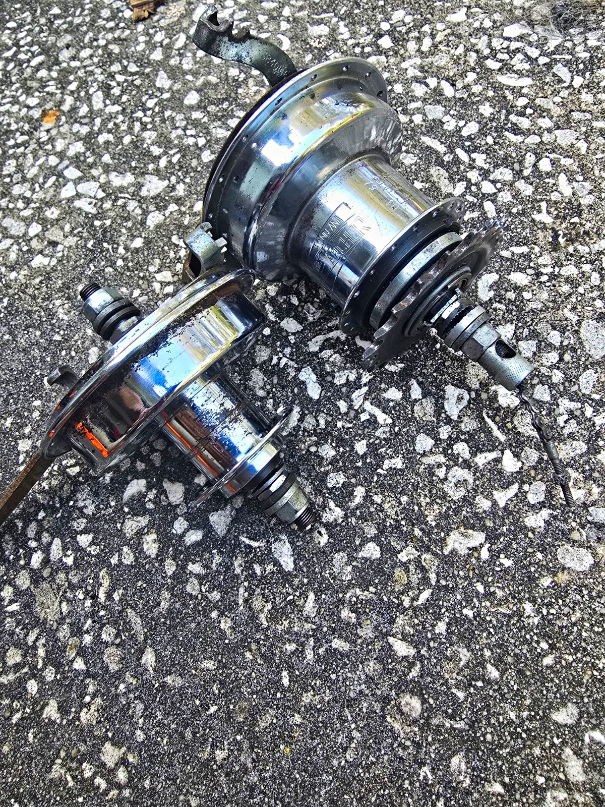 Sturmey-Archer AG Vintage Front & Rear Drum Brake Bicycle Hubs Silver Cruiser