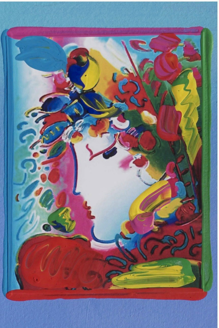 Original Peter Max Blushing Beauty Acrylic Painting Signed Matted & Framed 2010 Original Peter Max Blushing Beauty Acrylic Painting Signed Matted & Framed 2010