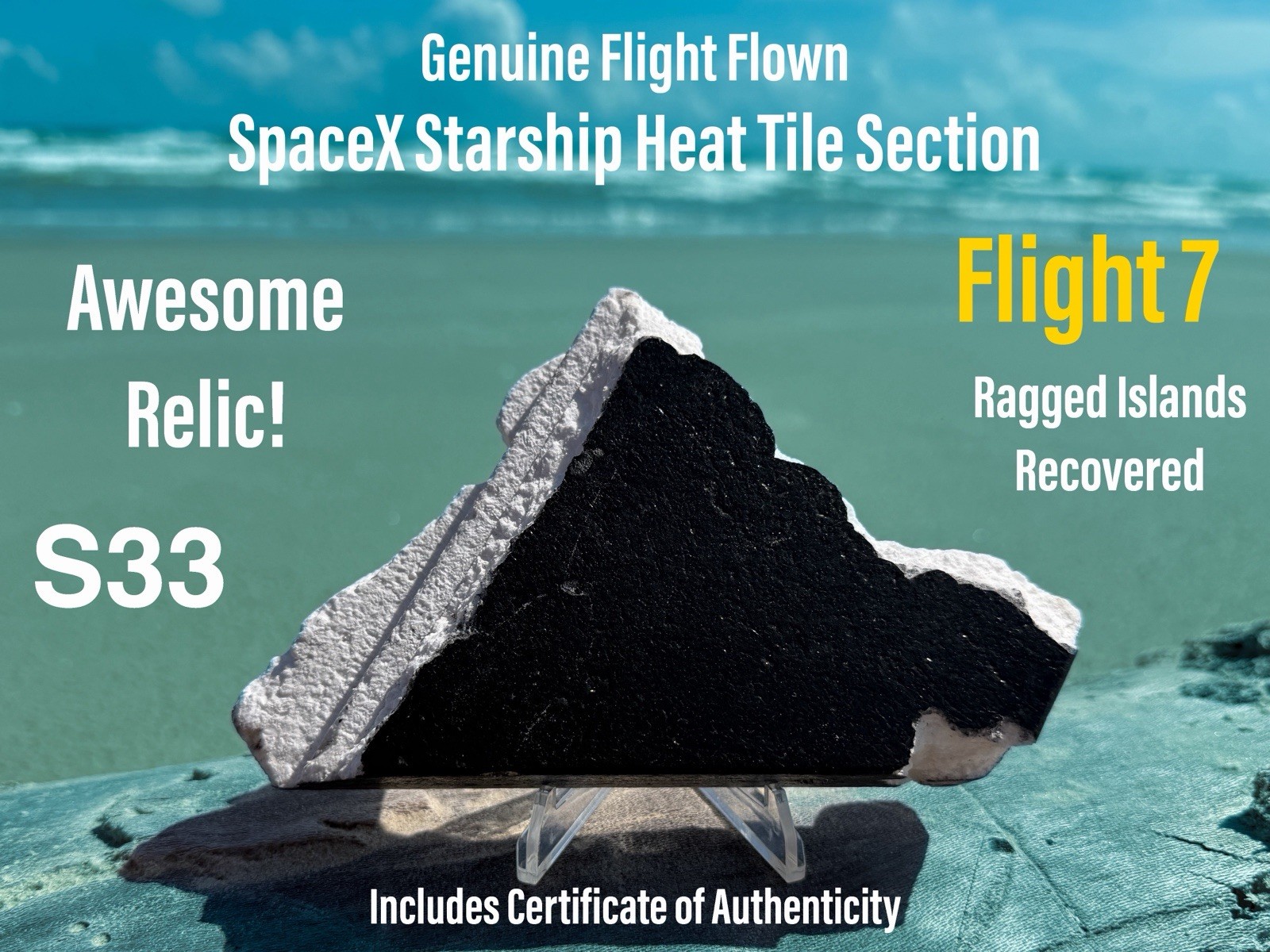 SpaceX Starship Flight 7 Ship 33 Ragged Islands Recovered  Tile Relic + Extras