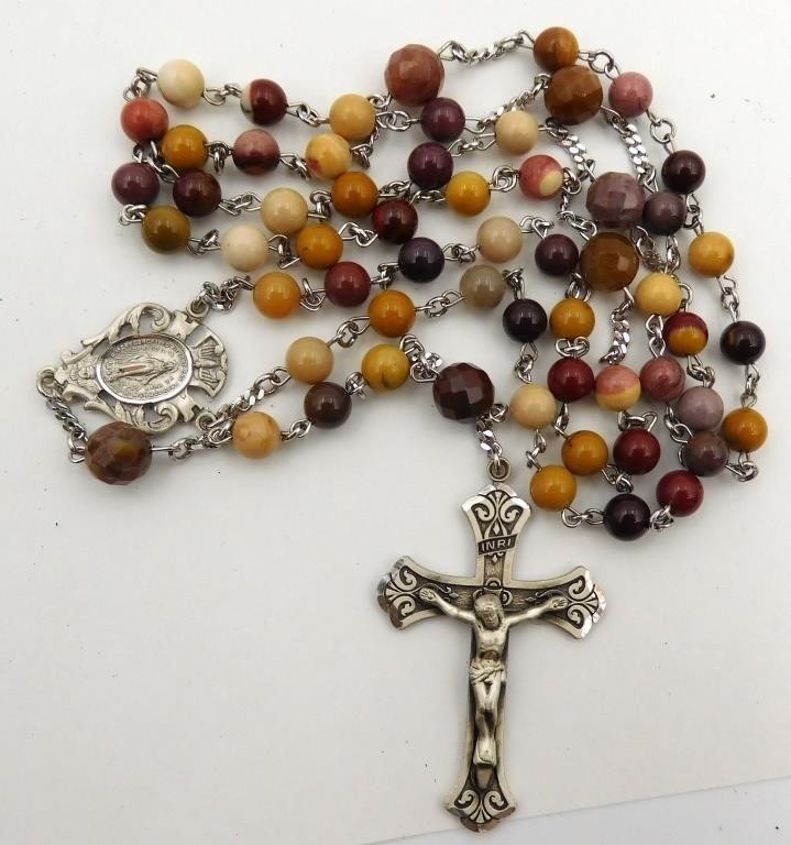 Vintage Creed Sterling Silver Mookaite Rosary 23\