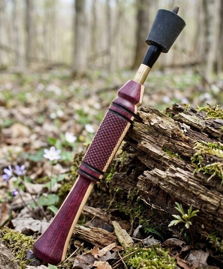 Handcrafted Wood Turkey Trumpet Yelper Call – Purple Heart and Maple Wood