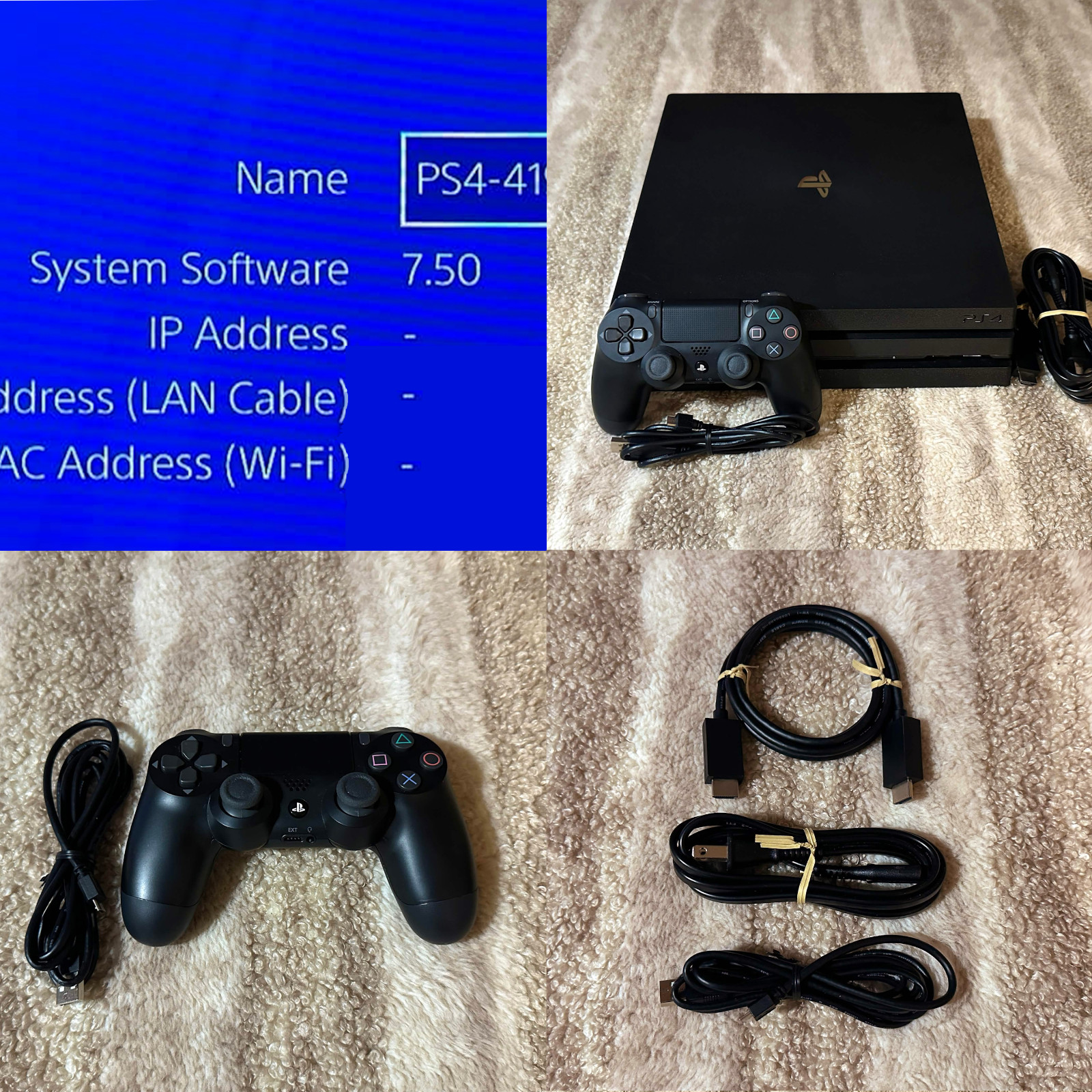 Low Firmware PlayStation 4 Pro 1TB PS4 Pro CUH-7215B With Cables & Controller