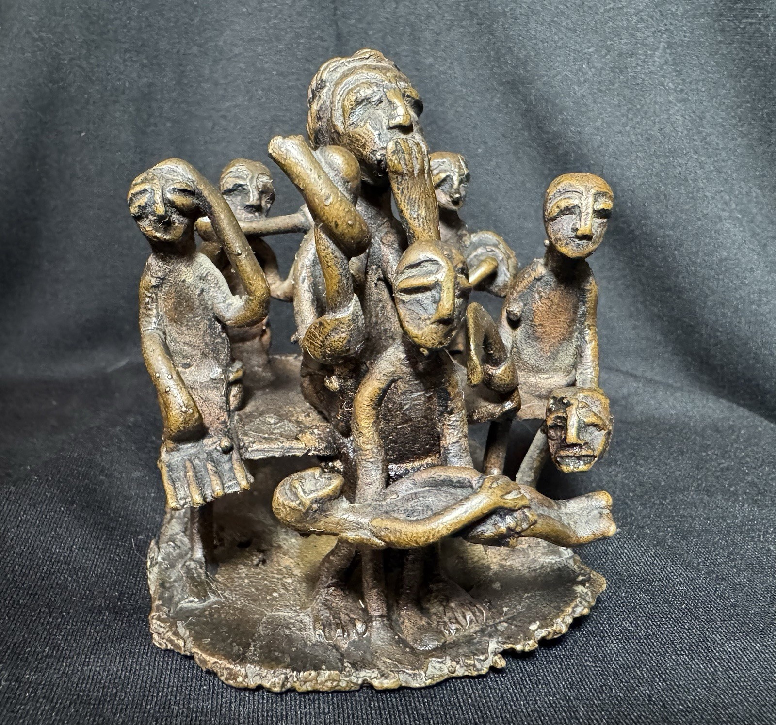 Vintage Ashanti Lost-Wax Cast Bronze Figural Sculpture – West African Tribal Art