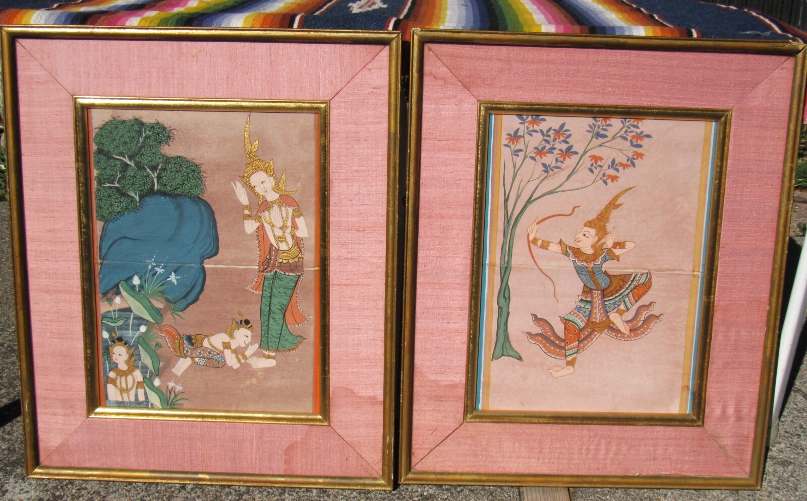 Pair Beautiful Antique 18th 19th Century Buddhist THAI Manuscript Paintings