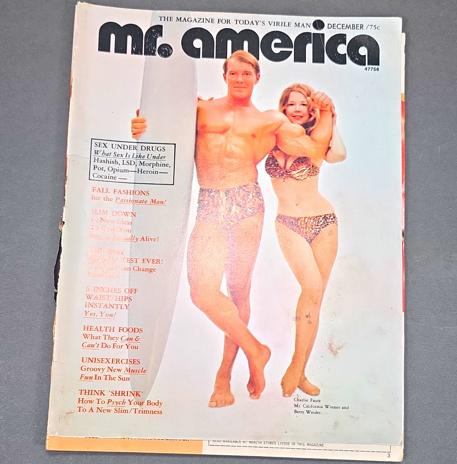 Vintage Mr. America Magazine December 1971 Charlie Fautz Betty Weider