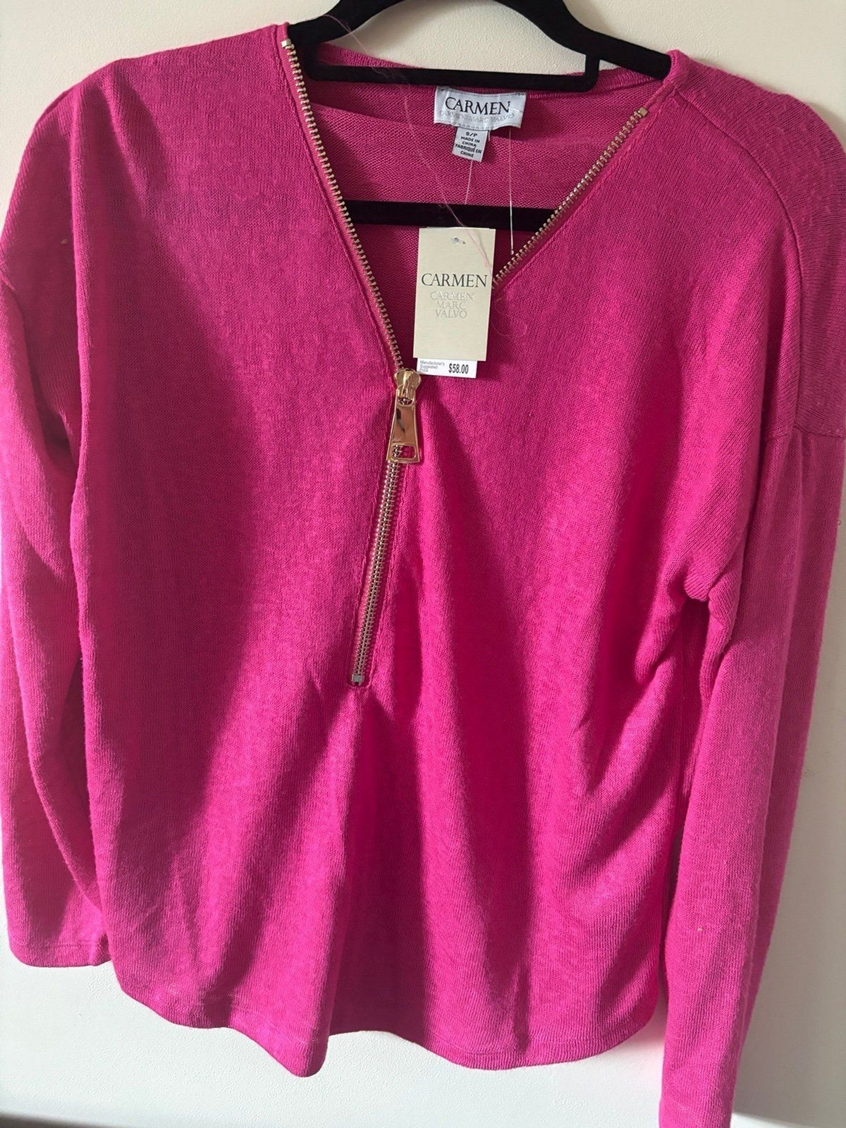 NWT CARMEN light pink ZIP IP sweater s/p NWT CARMEN light pink ZIP IP sweater s/p