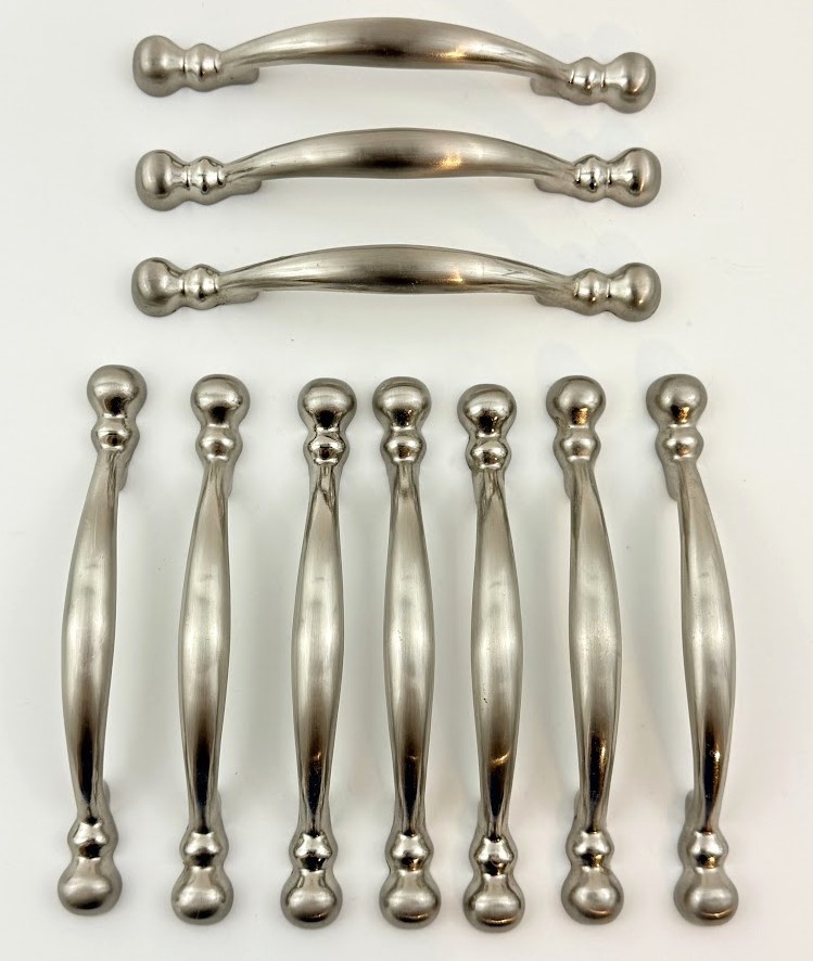 Polished Satin Silver Nickel Cabinet Hardware Handles Pulls Set Of 10 Classic 3\