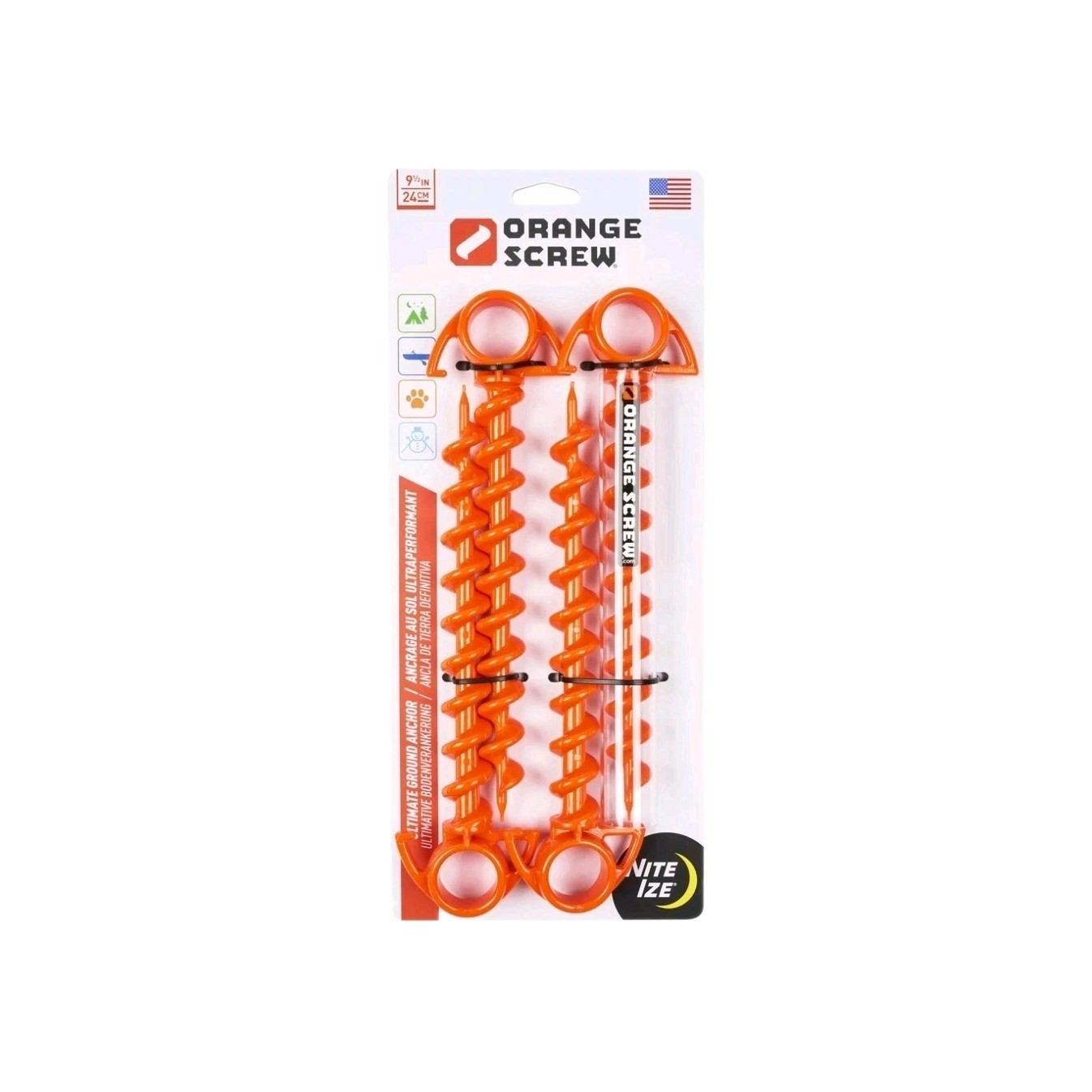 Nite Ize Orange Screw Ultimate Ground Anchors 9.5-inch Stakes Small 4-Pack New Nite Ize Orange Screw Ultimate Ground Anchors 9.5-inch Stakes Small 4-Pack New