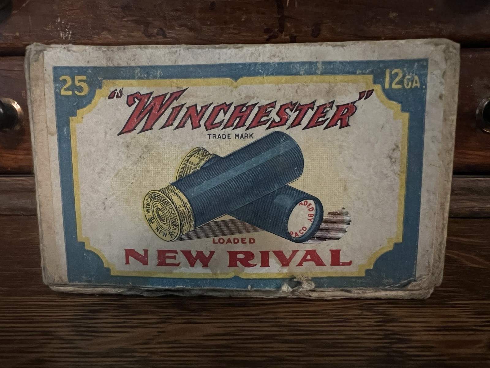 WINCHESTER NEW RIVAL Black Powder Shells 2 - Piece Box - 12 GA Antique Box WINCHESTER NEW RIVAL Black Powder Shells 2 - Piece Box - 12 GA Antique Box