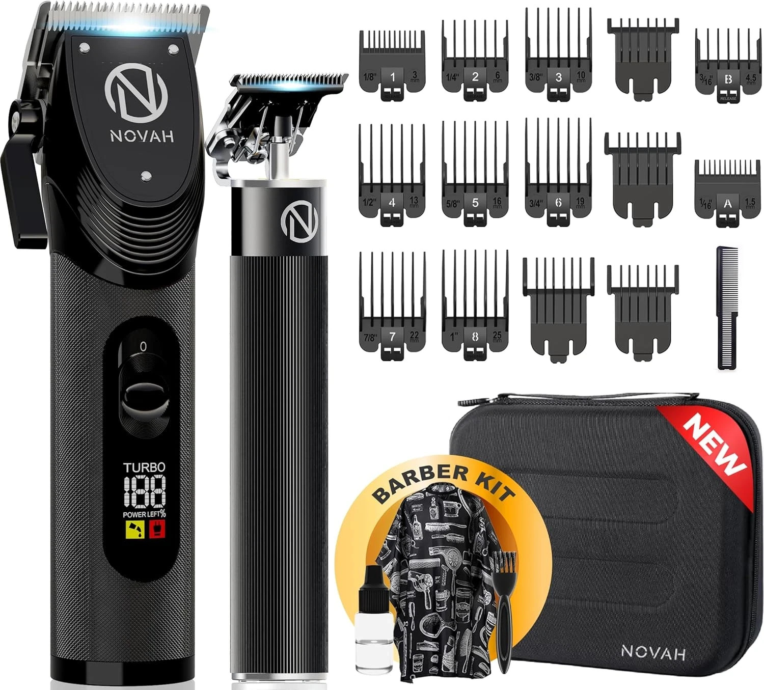 NOVAH Professional Cordless Hair Clipper & Trimmer Set HCL-001 TMR-001 New Open NOVAH Professional Cordless Hair Clipper & Trimmer Set HCL-001 TMR-001 New Open