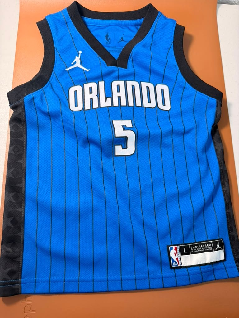 Nike Paolo Banchero Orlando Magic NBA Jersey Youth Blue Pinstripe Number 5 