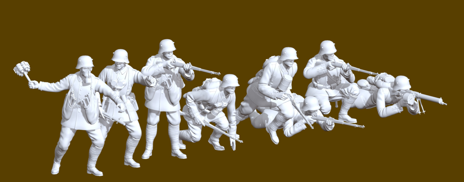 WwI German infantry 8 Figures 1/35 Scale Model Kit Resin Printed WwI German infantry 8 Figures 1/35 Scale Model Kit Resin Printed