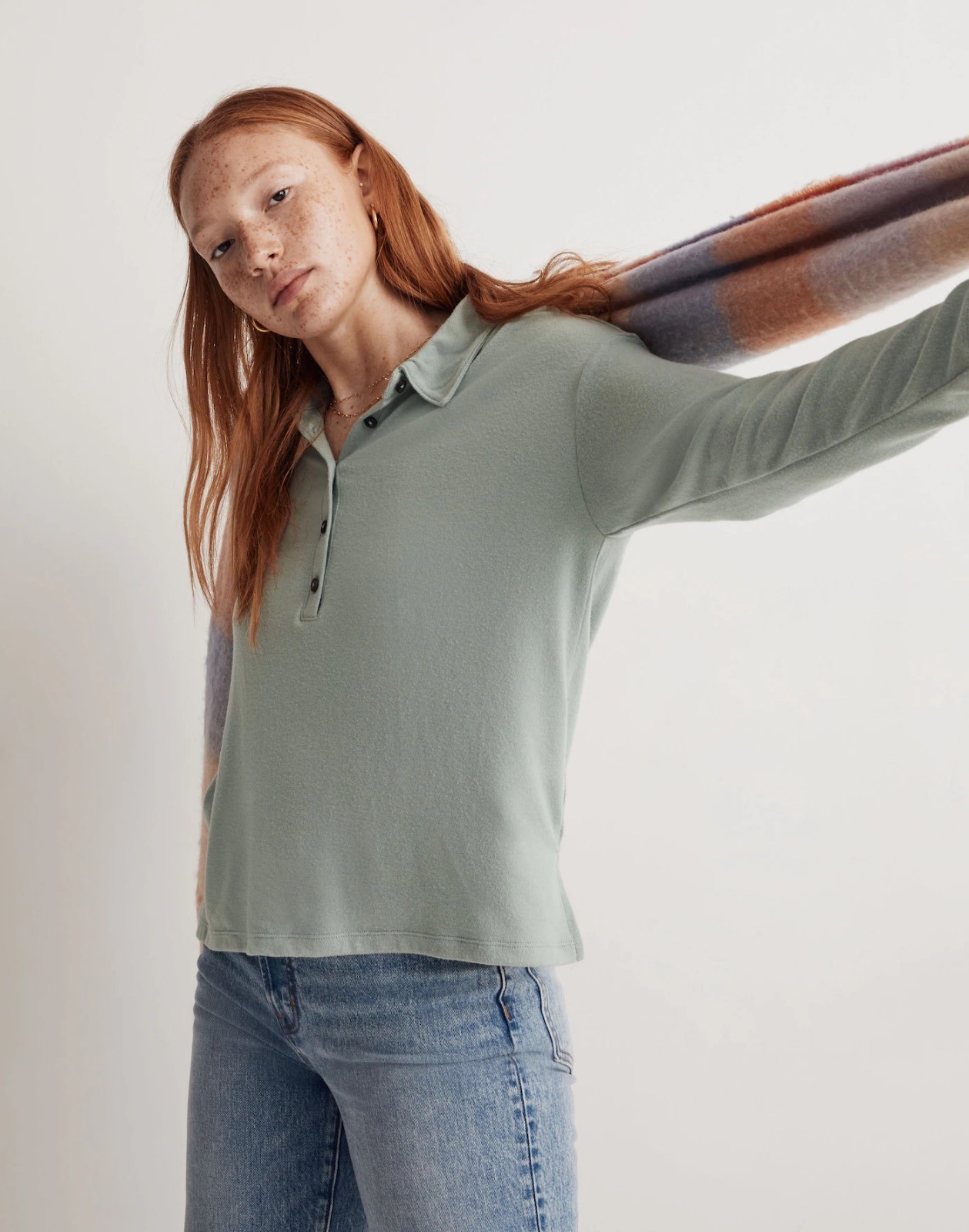 NWOT Madewell Women’s XS Sage Green Long Sleeve Henley Polo Soft Knit Top NWOT Madewell Women’s XS Sage Green Long Sleeve Henley Polo Soft Knit Top
