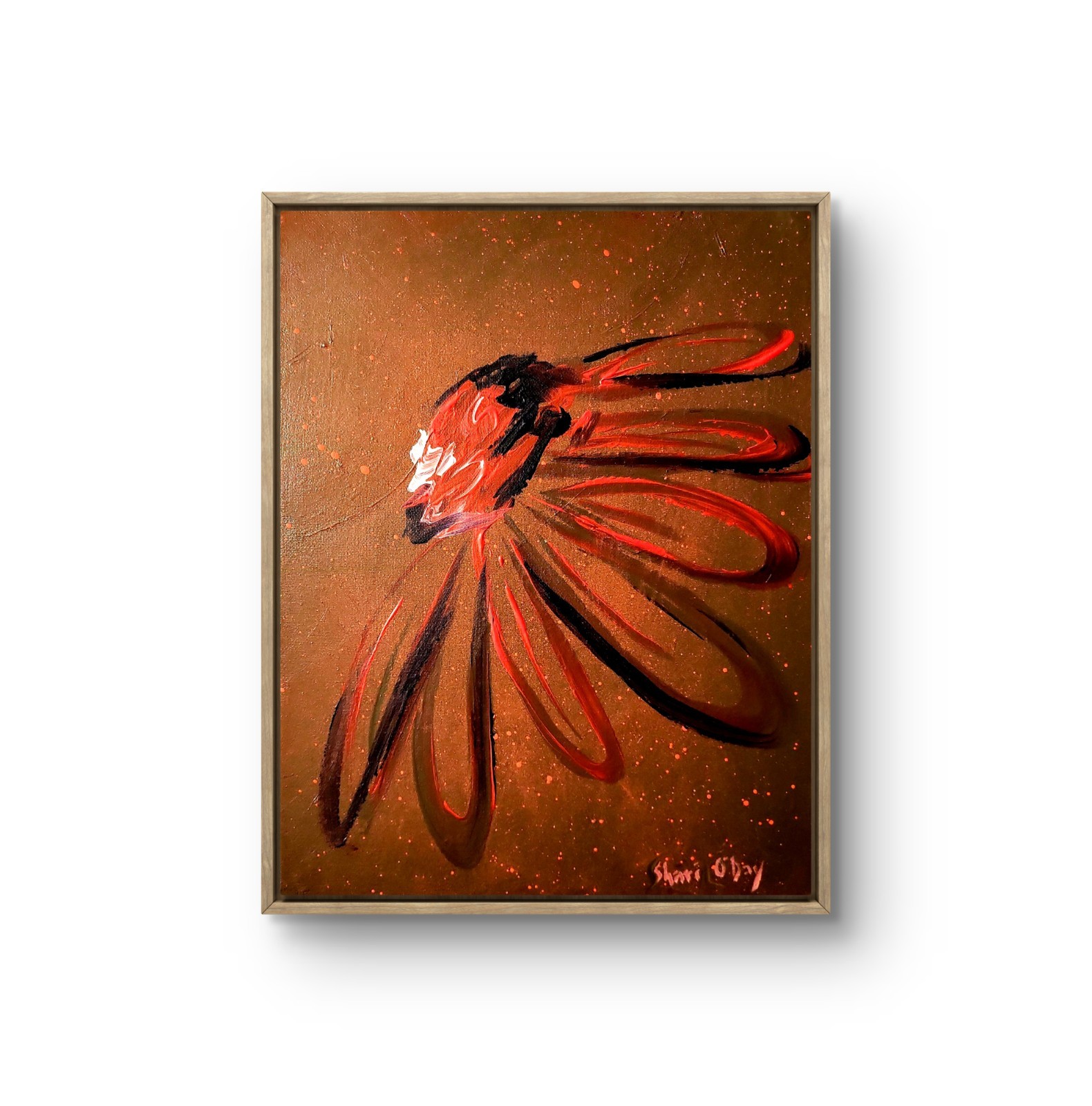 Original  Acrylic Western Modern Floral Art Hand Painted    14 X 11 Canvas  