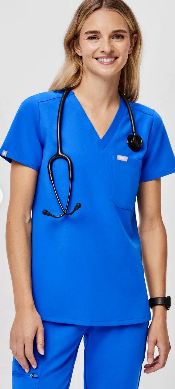 Figs Zamora Technical Jogger  Catarina Scrub Top Royal Blue Women\'s Size Medium
