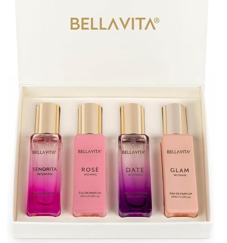 Bellavita Luxury Women\'s Perfume Gift Set w/ Rose, Senorita, Date, and Glam 80ml